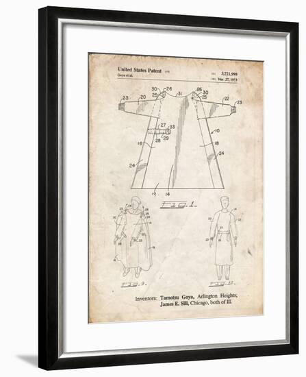 PP1074-Vintage Parchment Surgical Gown Patent Print-Cole Borders-Framed Giclee Print