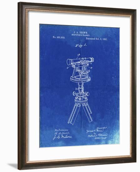 PP1075-Faded Blueprint Surveyor s Transit-Cole Borders-Framed Giclee Print