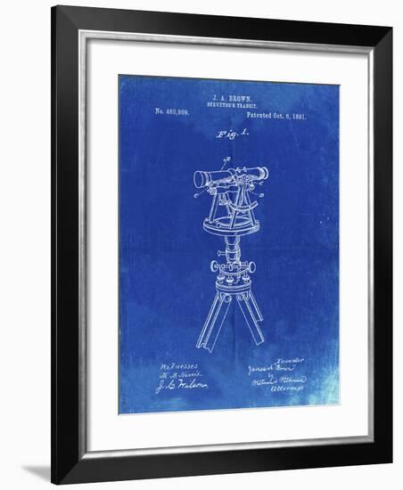 PP1075-Faded Blueprint Surveyor s Transit-Cole Borders-Framed Giclee Print