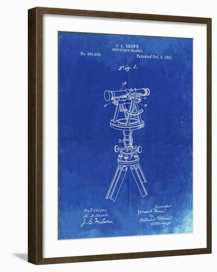 PP1075-Faded Blueprint Surveyor s Transit-Cole Borders-Framed Giclee Print