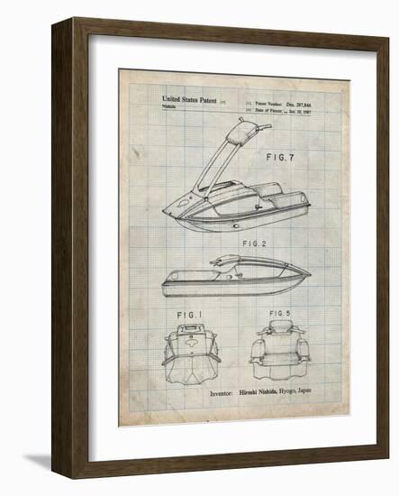 PP1076-Antique Grid Parchment Suzuki Jet Ski Patent Poster-Cole Borders-Framed Giclee Print