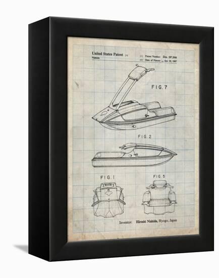 PP1076-Antique Grid Parchment Suzuki Jet Ski Patent Poster-Cole Borders-Framed Premier Image Canvas