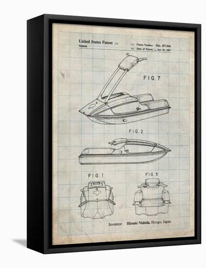 PP1076-Antique Grid Parchment Suzuki Jet Ski Patent Poster-Cole Borders-Framed Premier Image Canvas