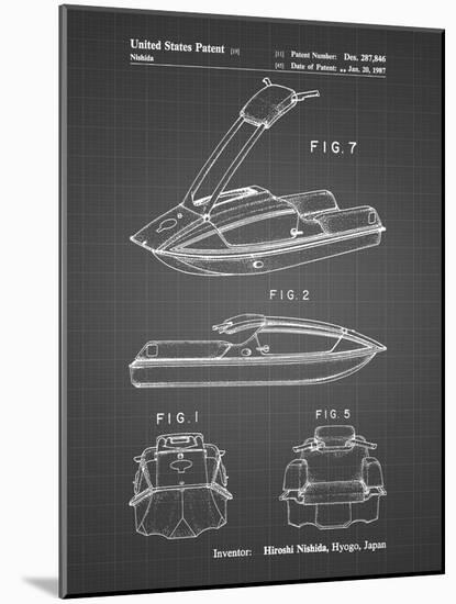 PP1076-Black Grid Suzuki Jet Ski Patent Poster-Cole Borders-Mounted Giclee Print