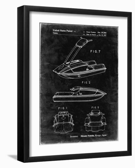 PP1076-Black Grunge Suzuki Jet Ski Patent Poster-Cole Borders-Framed Giclee Print