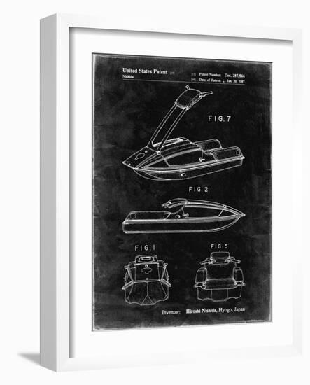 PP1076-Black Grunge Suzuki Jet Ski Patent Poster-Cole Borders-Framed Giclee Print