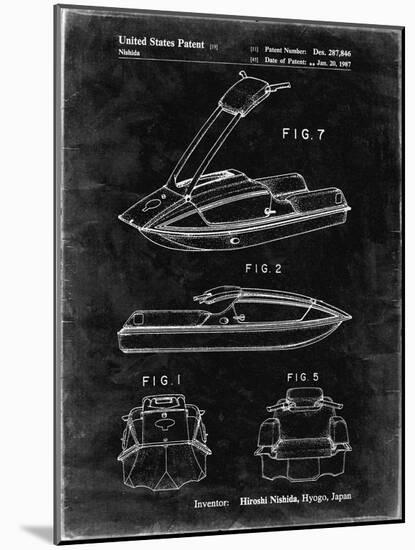 PP1076-Black Grunge Suzuki Jet Ski Patent Poster-Cole Borders-Mounted Giclee Print