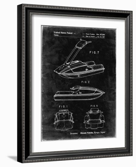 PP1076-Black Grunge Suzuki Jet Ski Patent Poster-Cole Borders-Framed Giclee Print