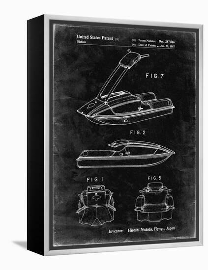 PP1076-Black Grunge Suzuki Jet Ski Patent Poster-Cole Borders-Framed Premier Image Canvas