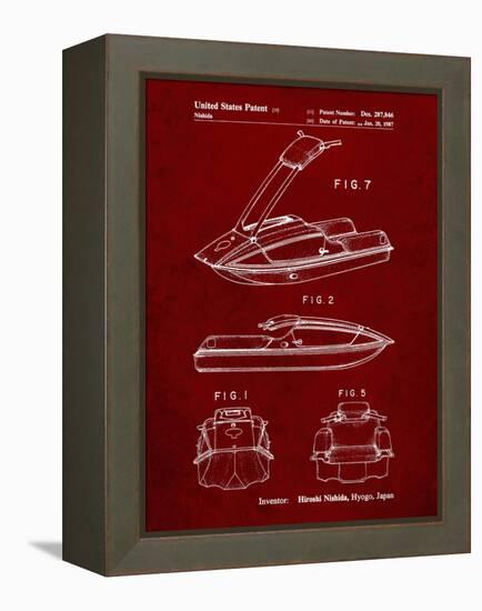 PP1076-Burgundy Suzuki Jet Ski Patent Poster-Cole Borders-Framed Premier Image Canvas