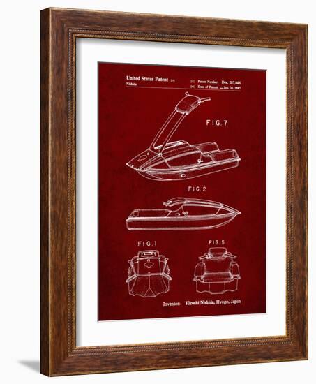 PP1076-Burgundy Suzuki Jet Ski Patent Poster-Cole Borders-Framed Giclee Print