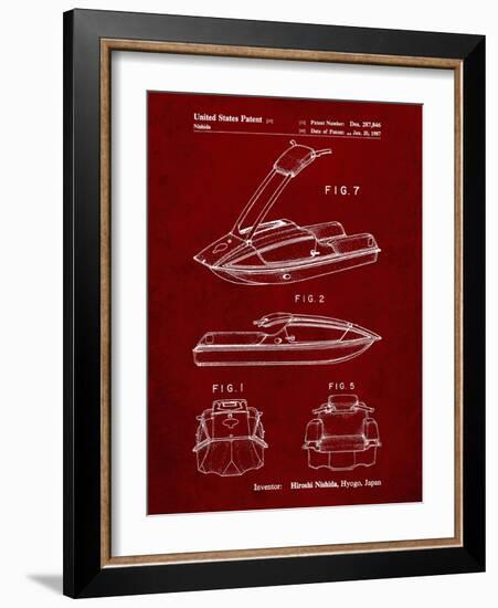 PP1076-Burgundy Suzuki Jet Ski Patent Poster-Cole Borders-Framed Giclee Print