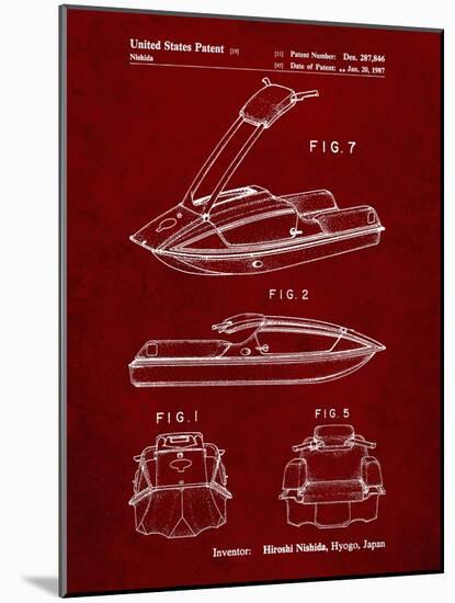 PP1076-Burgundy Suzuki Jet Ski Patent Poster-Cole Borders-Mounted Giclee Print