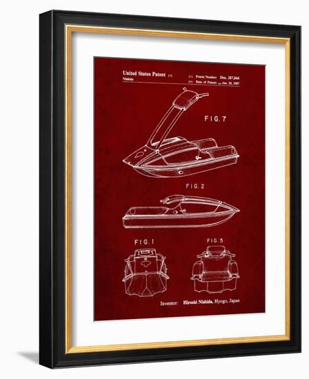 PP1076-Burgundy Suzuki Jet Ski Patent Poster-Cole Borders-Framed Giclee Print