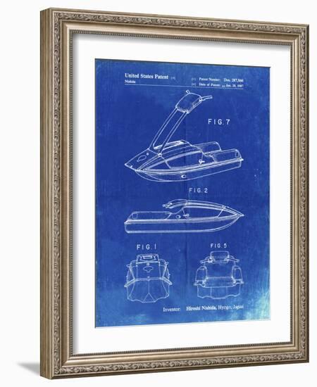 PP1076-Faded Blueprint Suzuki Jet Ski Patent Poster-Cole Borders-Framed Giclee Print