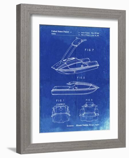 PP1076-Faded Blueprint Suzuki Jet Ski Patent Poster-Cole Borders-Framed Giclee Print