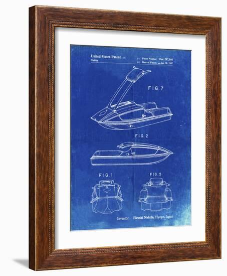 PP1076-Faded Blueprint Suzuki Jet Ski Patent Poster-Cole Borders-Framed Giclee Print