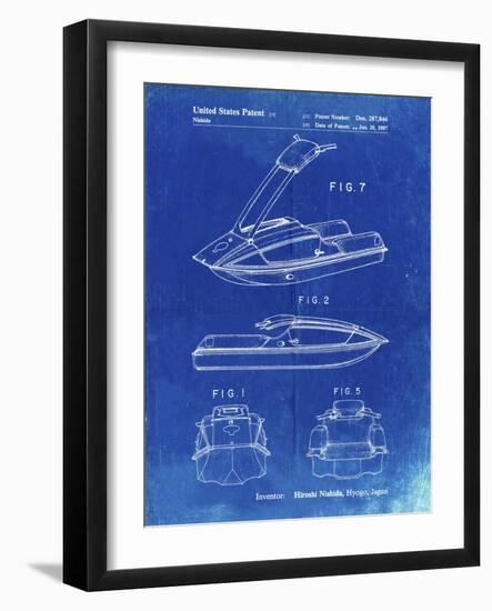 PP1076-Faded Blueprint Suzuki Jet Ski Patent Poster-Cole Borders-Framed Giclee Print