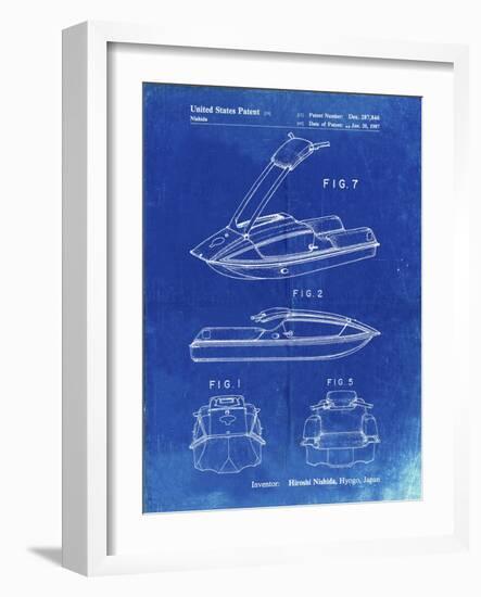 PP1076-Faded Blueprint Suzuki Jet Ski Patent Poster-Cole Borders-Framed Giclee Print