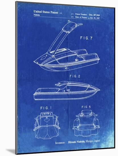 PP1076-Faded Blueprint Suzuki Jet Ski Patent Poster-Cole Borders-Mounted Giclee Print