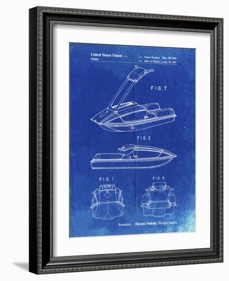 PP1076-Faded Blueprint Suzuki Jet Ski Patent Poster-Cole Borders-Framed Giclee Print