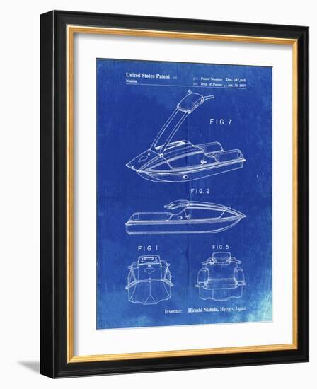 PP1076-Faded Blueprint Suzuki Jet Ski Patent Poster-Cole Borders-Framed Giclee Print