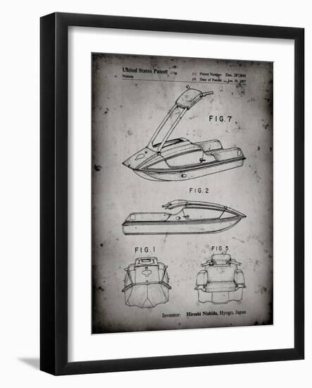 PP1076-Faded Grey Suzuki Jet Ski Patent Poster-Cole Borders-Framed Giclee Print