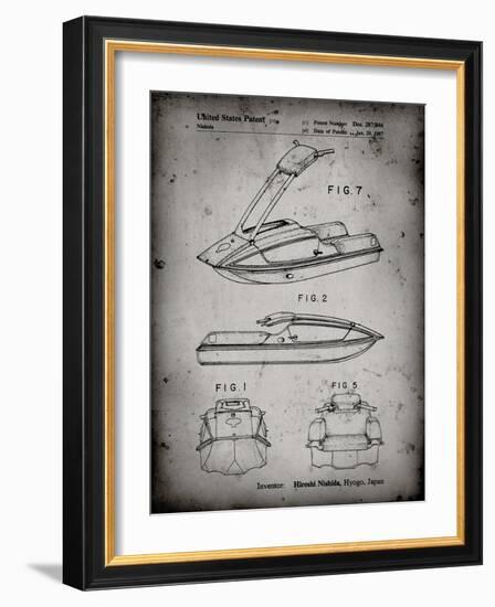 PP1076-Faded Grey Suzuki Jet Ski Patent Poster-Cole Borders-Framed Giclee Print