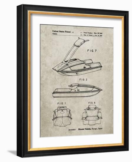 PP1076-Sandstone Suzuki Jet Ski Patent Poster-Cole Borders-Framed Giclee Print