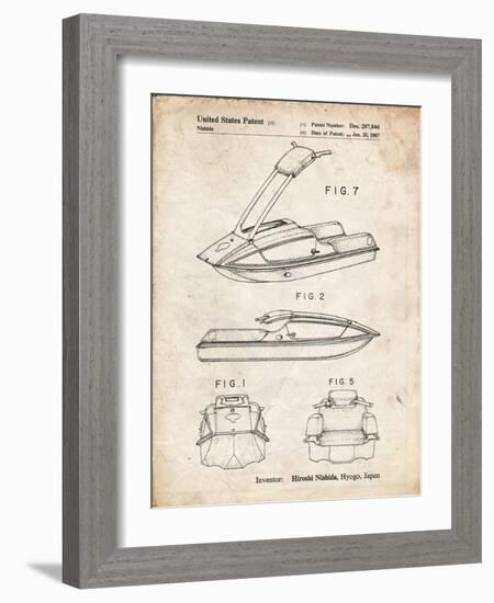 PP1076-Vintage Parchment Suzuki Jet Ski Patent Poster-Cole Borders-Framed Giclee Print