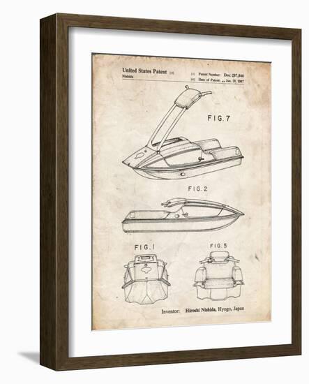 PP1076-Vintage Parchment Suzuki Jet Ski Patent Poster-Cole Borders-Framed Giclee Print