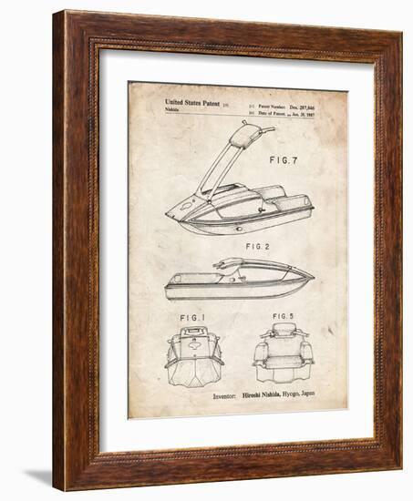 PP1076-Vintage Parchment Suzuki Jet Ski Patent Poster-Cole Borders-Framed Giclee Print