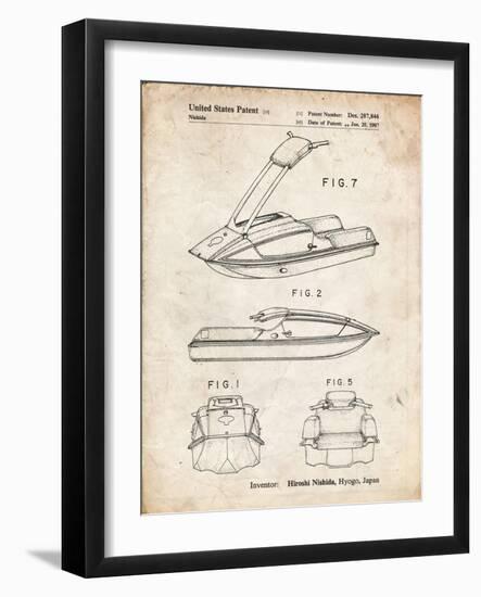 PP1076-Vintage Parchment Suzuki Jet Ski Patent Poster-Cole Borders-Framed Giclee Print