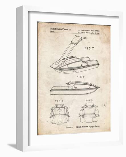 PP1076-Vintage Parchment Suzuki Jet Ski Patent Poster-Cole Borders-Framed Giclee Print