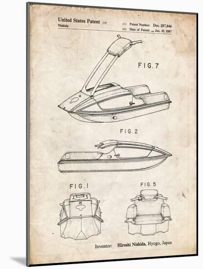 PP1076-Vintage Parchment Suzuki Jet Ski Patent Poster-Cole Borders-Mounted Giclee Print