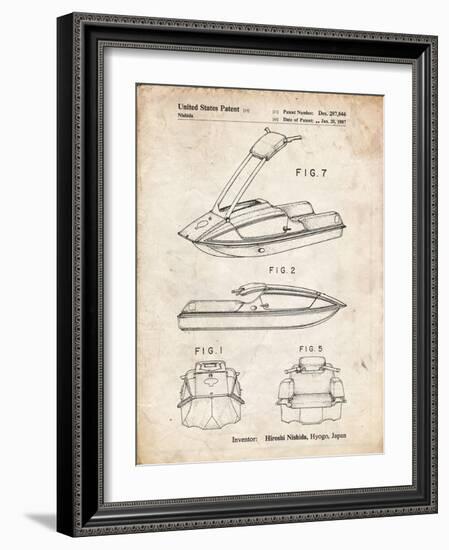 PP1076-Vintage Parchment Suzuki Jet Ski Patent Poster-Cole Borders-Framed Giclee Print