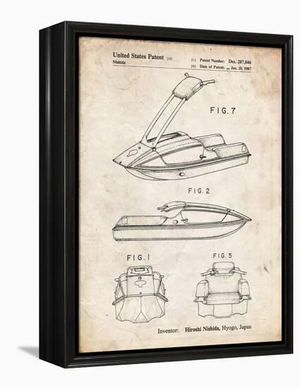 PP1076-Vintage Parchment Suzuki Jet Ski Patent Poster-Cole Borders-Framed Premier Image Canvas