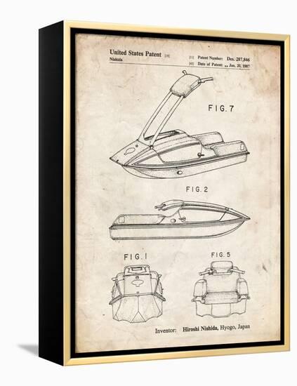 PP1076-Vintage Parchment Suzuki Jet Ski Patent Poster-Cole Borders-Framed Premier Image Canvas