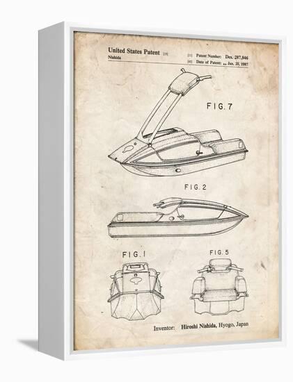 PP1076-Vintage Parchment Suzuki Jet Ski Patent Poster-Cole Borders-Framed Premier Image Canvas