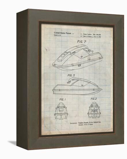 PP1077-Antique Grid Parchment Suzuki Wave Runner Patent Poster-Cole Borders-Framed Premier Image Canvas