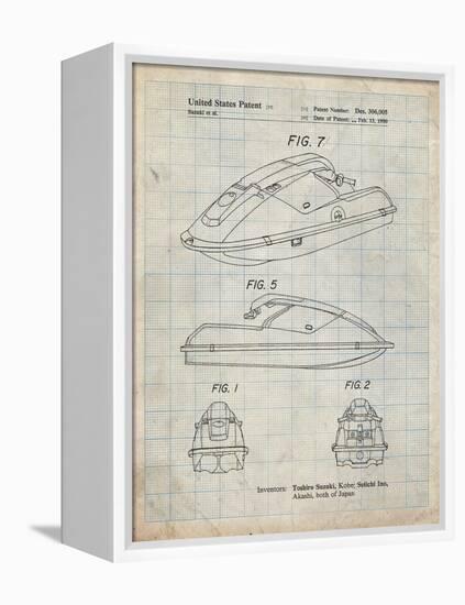 PP1077-Antique Grid Parchment Suzuki Wave Runner Patent Poster-Cole Borders-Framed Premier Image Canvas