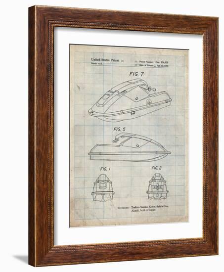 PP1077-Antique Grid Parchment Suzuki Wave Runner Patent Poster-Cole Borders-Framed Giclee Print
