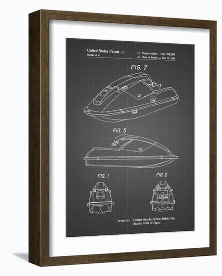 PP1077-Black Grid Suzuki Wave Runner Patent Poster-Cole Borders-Framed Giclee Print