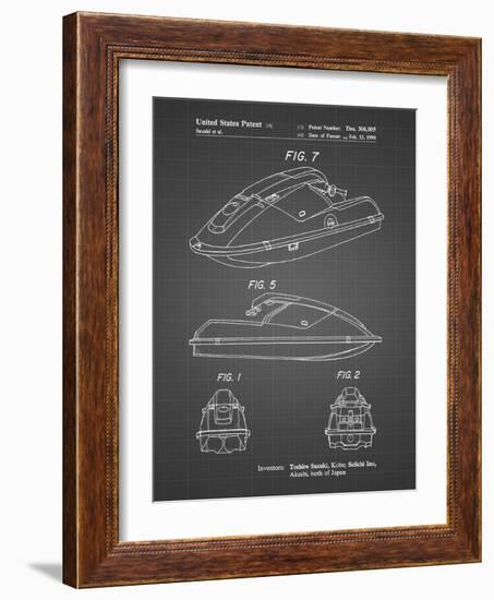 PP1077-Black Grid Suzuki Wave Runner Patent Poster-Cole Borders-Framed Giclee Print