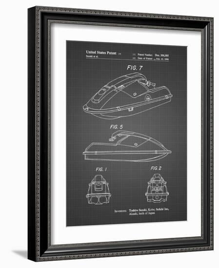 PP1077-Black Grid Suzuki Wave Runner Patent Poster-Cole Borders-Framed Giclee Print