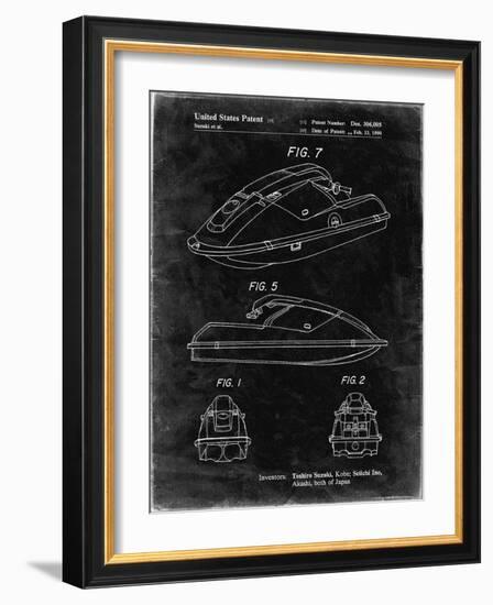 PP1077-Black Grunge Suzuki Wave Runner Patent Poster-Cole Borders-Framed Giclee Print