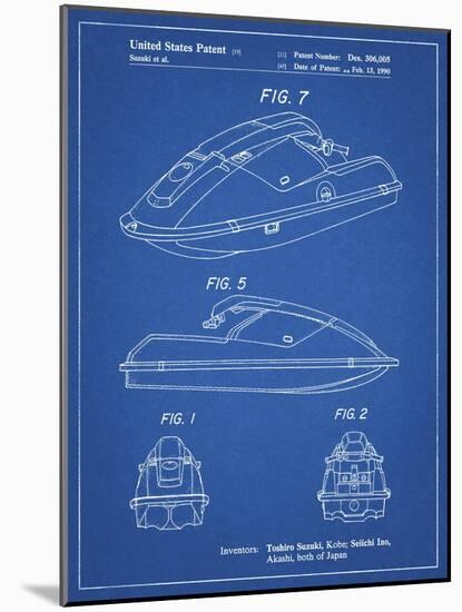 PP1077-Blueprint Suzuki Wave Runner Patent Poster-Cole Borders-Mounted Giclee Print