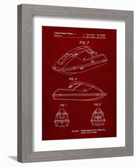 PP1077-Burgundy Suzuki Wave Runner Patent Poster-Cole Borders-Framed Giclee Print