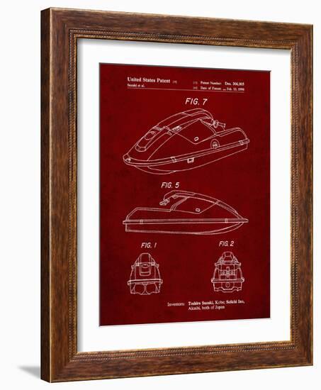 PP1077-Burgundy Suzuki Wave Runner Patent Poster-Cole Borders-Framed Giclee Print