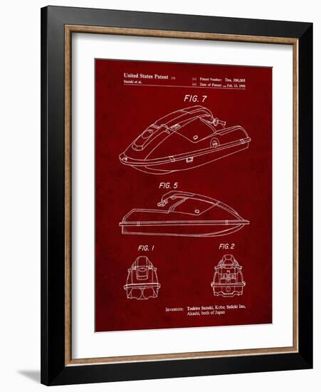 PP1077-Burgundy Suzuki Wave Runner Patent Poster-Cole Borders-Framed Giclee Print